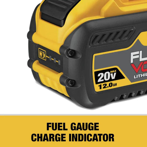 Swappable Power Tool Battery With A Rock Solid 12 Amp Hour Run Time For 20V And 60V Max Systems Featuring Built In LED Fuel Gauge.