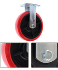 Ironclad 8 Inch Heavy Duty Industrial Caster Wheels With Durable Polyurethane Treads And Reinforced Galvanized Steel Brackets close-up.
