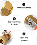 Top Shelf Heavy Duty Brass Ball Valve For Plumbing And Garden Hose Shut Off With Integrated Pressure Relief And Check Function Stops Backflow Smoothly In Kitchens And Heaters Works Like A Charm - Close-up of brass material and structure.