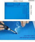 Blue Magnetic Soldering Work Mat Pro Grade Large Heat Resistant Silicone Repair Pad Up To 932F with built-in ruler