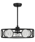 Matte Black Jewelry Inspired Chandelier Ceiling Fan With Integrated Led Lighting And Remote Featuring Faux Alabaster Accents.