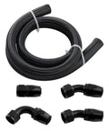 16AN Fuel Line Kit With Nylon Braided CPE Rubber Oil Cooler Lines For Your Ride, 5 feet, includes 4 16AN fittings