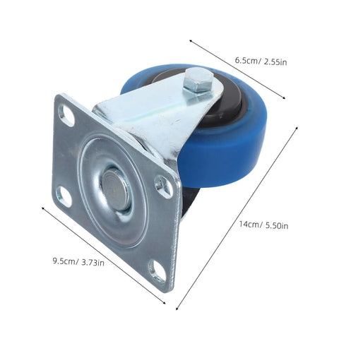 Heavy Duty 3 Inch Swivel Caster Wheels With Brake Two Pack For Furniture Transport Rolling Carts Replacement Top Plate Locking Casters Quiet Industrial TPR Wheels Easy Install Universal Swivel For Home Shop Use, blue top plate caster wheel