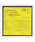 Specification label of Heavy Duty Permanent Magnet Synchronous AC Servo Motor A06B 0372 B077 with technical details.