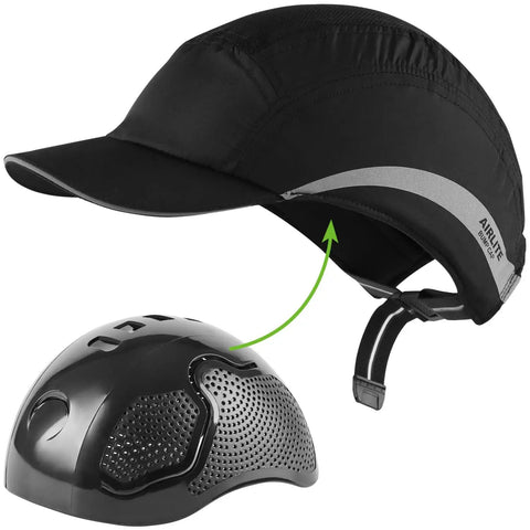 Ultra Lightweight Safety Bump Cap With Breathable Baseball Cap Style Head Protection For Men And Women, Comfortable All Day Wear, Hard Hat Alternative showing cap and protective insert