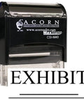 No Sweat Self Inking Exhibit Stamp With Crisp Black Ink Effortless Press Print Action For Law Clerks on a white background.