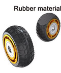 Set Of Four 8 Inch Heavy Duty Solid Rubber Swivel Casters With Brake Puncture Proof Silent Glide Industrial Fixed Plate Built Different For Smooth Rolling And Serious Hauling Power, showcasing solid rubber wheels.
