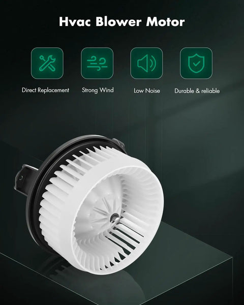 Heavy Duty Front Hvac Heater Blower Motor 700203 Straight Shootin Replacement, white motor with fins, designed for efficient air flow.