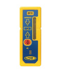 Straight Up Heavy Duty Laser Level Receiver With Dual Sided Led Display For Red Green Or Infrared Rotating Lasers, yellow housing, buttons, and level indicator.
