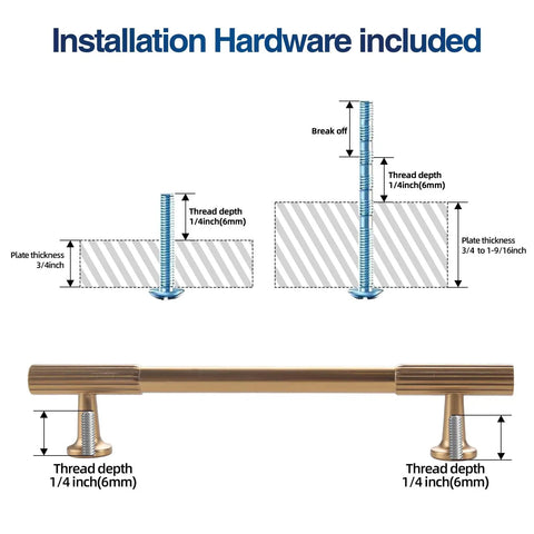 Installation hardware for 10 Pack Champagne Bronze Cabinet Handles For Drawers And Cabinets, Seven And A Half Inch Center Hole Drawer Pulls In Solid Zinc Alloy