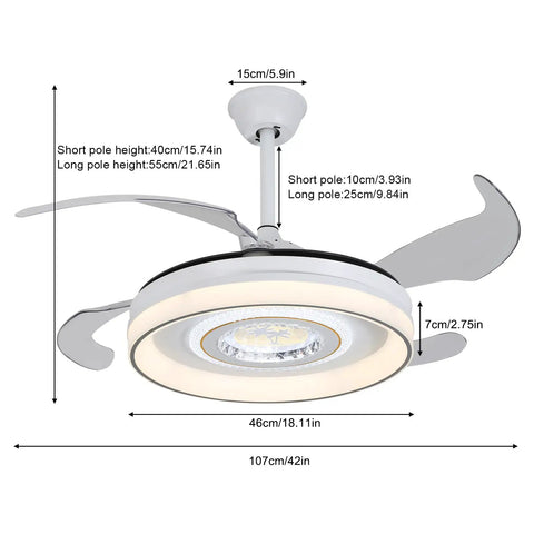 Pwefhsdjvh Ceiling Fan with LED Light 6-Speed Remote Control, 42in diameter, modern design with adjustable blades and integrated light.