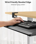 Under Desk Keyboard Tray With C Clamp Mount, 26.5 Inch Wide Sliding Keyboard And Mouse Tray For Home Office, person typing.