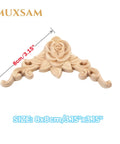 Premium Wood Carved Appliques And Onlays Four Piece Set Of Unpainted Rose Corner Decals showing 8cm rose design decorative onlay.