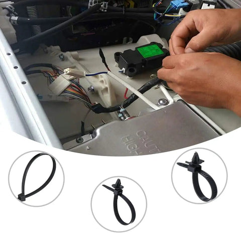 Installing 200 Piece Car Wire Loom Clips Kit With 15 Sizes Push Mount Cable Tie Assortment in vehicle engine bay