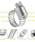 WINL stainless steel hose clamps, 22-pack, worm-gear drive, micro size fits 5/16–7/8 in (8–22 mm) hoses.
