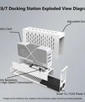 Exploded view diagram of Plug And Play PCIe 4.0 X16 To Oculink SFF 8612 External GPU Dock showcasing graphics card and components.