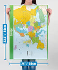 Person holding Gigantic Europe Map Wall Chart For Classrooms 33 By 23.5 Inches Gloss Paper Poster For Geography Lessons
