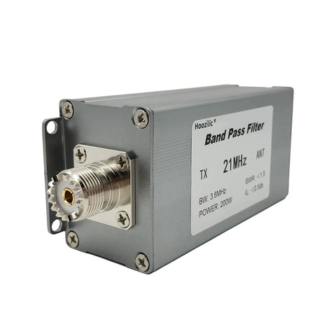 200W Shortwave Band Pass Filter With LC Design, M-Female Connector, High Isolation Ham Radio Antenna Filter for 21MHz, Clearer Signals