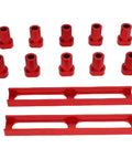Pro Grade 10 Pack Bench Dogs Non Slip Aluminum Clamps for Woodworking Workbench Stops 20mm Dia with 2 Red Bases, Anodized Alloy