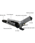 Kp 698 Pneumatic Air Belt Sander With Telescopic Switch, 2 Inch Ring Belt Sander showing components like alloy steel handle, air inlet.