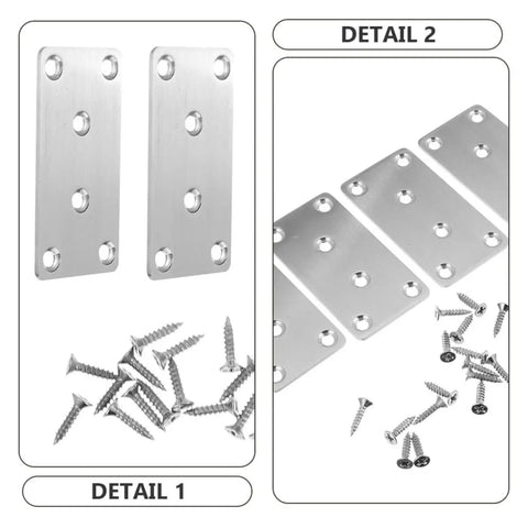 Six Pack Stainless Steel Flat Mending Plates For Furniture Repair And Corner Joining with screws for easy install