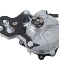 Front view brake vacuum pump with mounting bracket; silver aluminum housing and black mounting plate