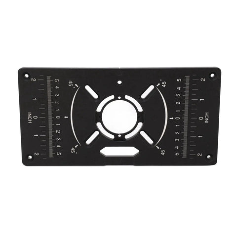 Top Grade Aluminum Router Table Insert Plate With Four Butter Smooth Trim Rings And Dual Inch Metric Scale For Zero Fuss Woodworking Diy And Garage Carpentry Builds.