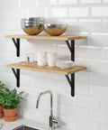 Wall-mounted floating shelves with 12 Pack Heavy Duty L Shaped Shelf Brackets 12 Inch Long Black With Screws For 12 To 16 Inch Deep Shelves