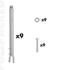 Nine Pack 1-3/8 Inch Chain Link Fence Extension Kit With 19.5 Inch Height, Galvanized Steel Post Extenders, bolts, nuts