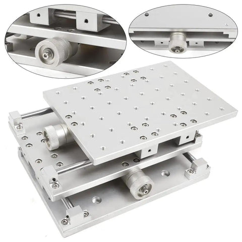Rock Solid 2 Axis Work Table for Precision Marking and Alignment, 2D Slide Bench With Handwheel, aluminum platform view