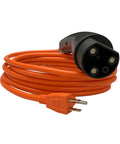 Heavy Duty 10 Foot Electric Golf Cart Charging Cable With 16A Quick Charge Three Pin Power Cord, bright orange color, straight plug design.