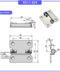 Free Stop 180° foldable hinge, front view, 304 stainless steel, adjustable damping torque, 1 piece