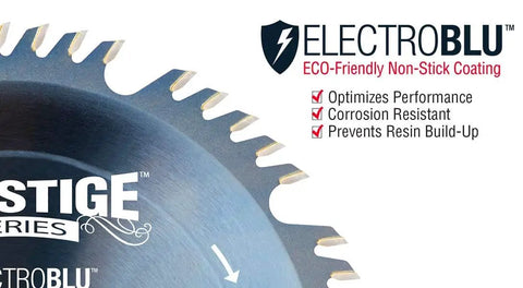 Carbide Tipped 12 Inch Combo Saw Blade For Ripping And Crosscutting, 60 Tooth, 1 Inch Arbor, 4 And 1 Grind, shown with eco-friendly coating.