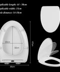 Top Notch Molded Wood Elongated Toilet Seat With Smooth Slow Close Quiet Shut And Thick Mounting Hardware Featuring Rubber Bumper Pads For Zero Slam Nighttime Chill In Dresden Blue dimensions and design details