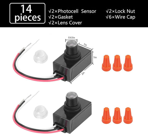 2 Pack Dusk To Dawn Outdoor Lighting Sensor Switch With Wall Plate 120 To 277 Volt Photocell Light Sensor components