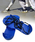 Lawn Aerator Shoes For Home Improvement, Durable PP Ground Spikes Footwear With Non Slip Design, displayed with blue straps