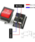 High Power 40A250V Ship Type Welding Machine Switch With Pure Silver Contacts and Flame Retardant Housing for Heavy Current Industrial Use Safe Mechanical Actuation Stop Equipment Instantly, showing red switch with wiring.