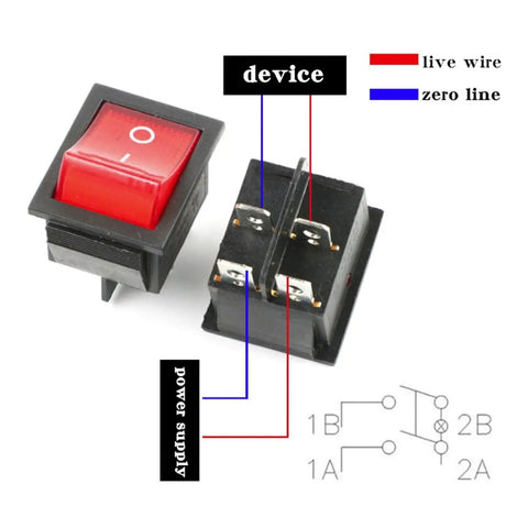 High Power 40A250V Ship Type Welding Machine Switch With Pure Silver Contacts and Flame Retardant Housing for Heavy Current Industrial Use Safe Mechanical Actuation Stop Equipment Instantly, showing red switch with wiring.