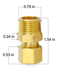 Brass Compression Tube Fitting 1/2 Inch OD x 1/2 Inch NPT Male Compression Union Connector with dimensions labeled