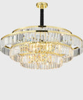 Straight Up Executive Vibe Gold Crystal Ceiling Pendant Light With Warm Led Glow Built Different For Upscale Dining Rooms Living Areas And Hotels 80Cm Round Modern Fixture, 80cm gold crystal chandelier with hanging stem.
