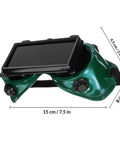 Premium Flip Up Welding Goggles With Soft Comfort Frame And Adjustable Headband Dustproof Industrial Safety Glasses, green plastic with adjustable straps.