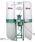 Pro Grade Beast Mode 4 HP Dust Collector Kicking Out 3552 CFM Straight Through The 10 Inch Port with dual 3 micron bags.