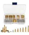 180 Piece M3 Hardware Kit With Brass Threaded Pillars, Hex Nuts, Spacers, And PCB Motherboard Standoffs For Grab And Go Electronics Assembly, DIY Projects And Computer Build Fastening in storage case