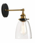 Vintage Style Clear Glass Wall Sconce Hardwired Vanity Light with brass fixture for Bathroom and Bedroom Hallway Cafe Rustic Farmhouse