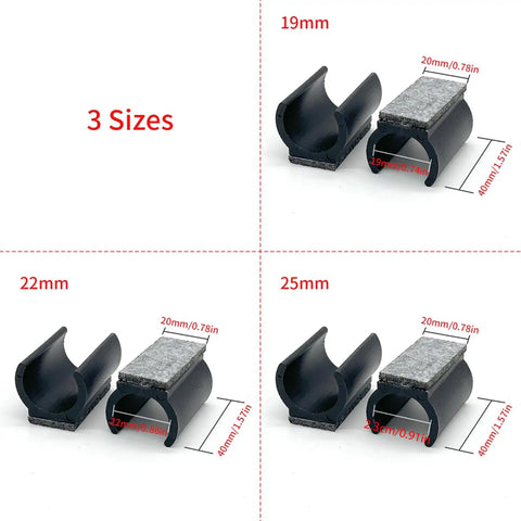 Three sizes of 10 Pack Multipurpose Felt Chair Glides For Cantilever Chairs Floor Protectors, shown in 19mm, 22mm, and 25mm.