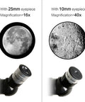 Moon view through Beginner Friendly Astronomy Telescope With 70mm Aperture And 400mm Focal Length On An AZ Mount