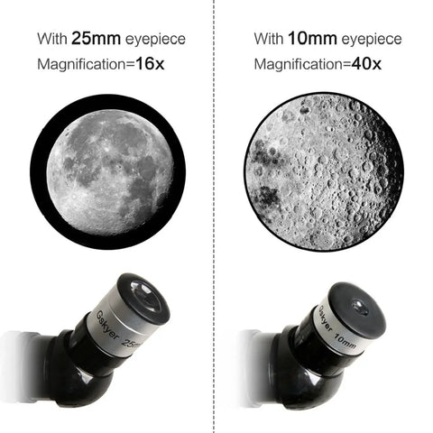 Moon view through Beginner Friendly Astronomy Telescope With 70mm Aperture And 400mm Focal Length On An AZ Mount