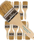 12 Pack Dope 2 Inch Chip Paint Brushes Set Durable Disposable Wood Handles With All Natural China Bristles, multiple brush view.