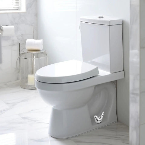 Two Ceramic Bird Toilet Bolt Covers Set, Cute Bird Screw Caps For Bathroom Decor, Easy Install Replacement Toilet Bolt Caps In Silver Finish, Fits Bolts Up To Six Tenths Of An Inch, Keeps Your Bathroom Clean And Tidy installed on a toilet