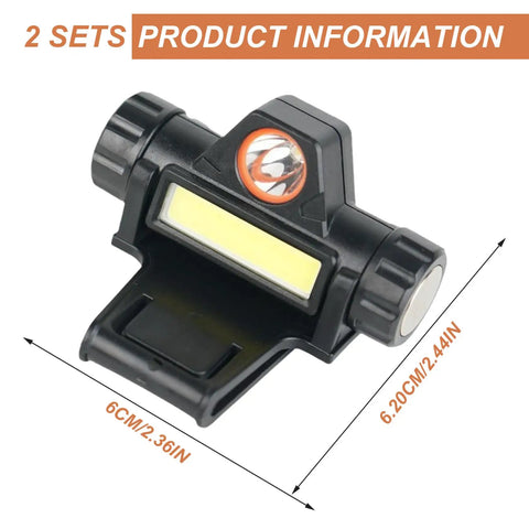 Two Pack Welding Light With Dual Rotatable Lamps, Magnetic Clamp Helmet Headlamp, size 6x2.36 in and 6.20x2.44 in